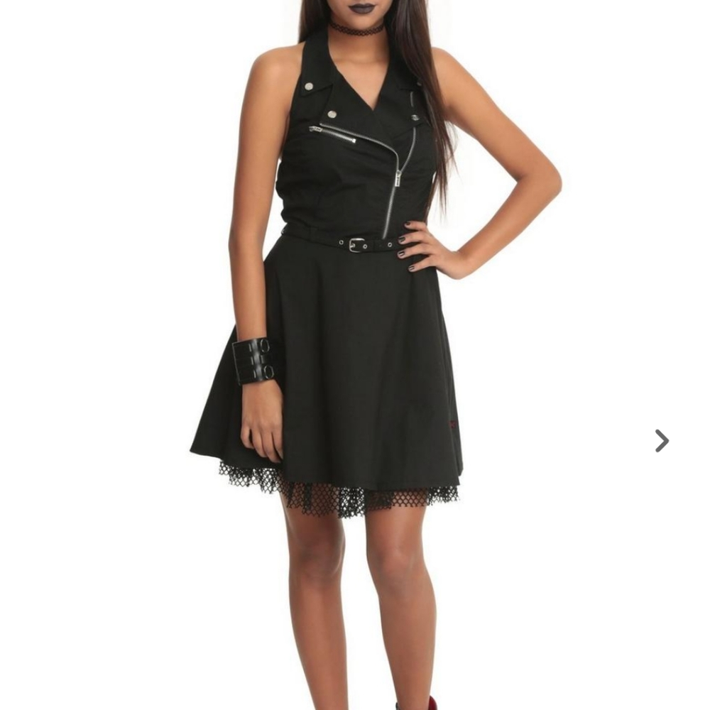Royal Bones by Tripp black moto halter dress